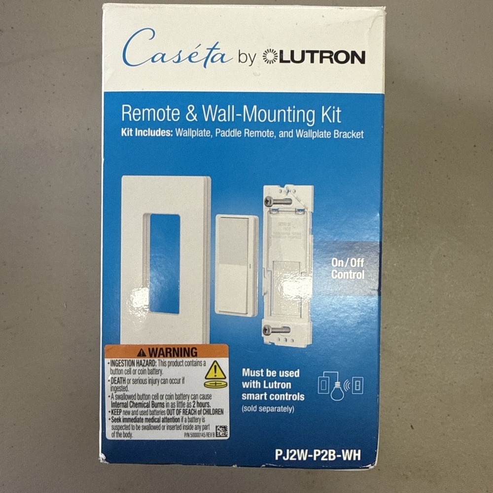 Lutron Caseta Paddle Remote Wall Mount Kit White PJ2W-P2B-WH New